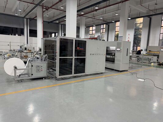 Línea de producción modular de plegado de filtros de fibra de vidrio controlada por PLC para sistemas de ventilación industrial con personalización flexible